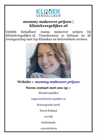 mommy makeover prijzen  Kliniekvergelijker.nl