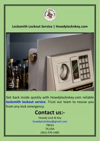 Locksmith Lockout Service  Howdylocknkey.com