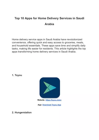 Top 10 Apps for Home Delivery Services in Saudi Arabia