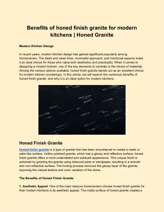 Benefits of honed finish granite for modern kitchens | Honed Granite