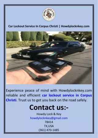 Car Lockout Service In Corpus Christi  Howdylocknkey.com