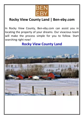 Rocky View County Land Ben-eby.com