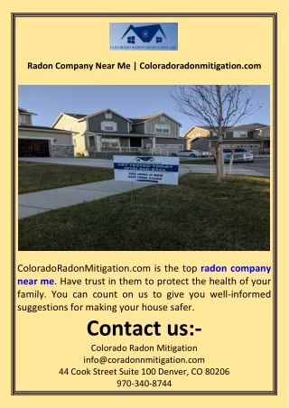 Radon Company Near Me  Coloradoradonmitigation.com