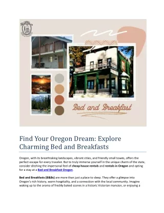 Find Your Oregon Dream- Explore Charming Bed and Breakfasts