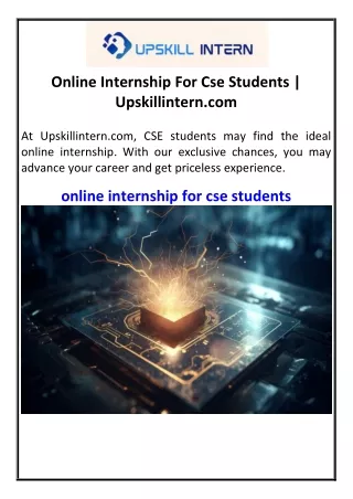 Online Internship For Cse Students Upskillintern.com