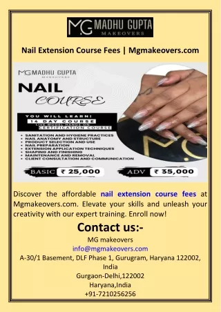 Nail Extension Course Fees  Mgmakeovers.com