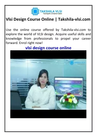 Vlsi Design Course Online Takshila-vlsi.com