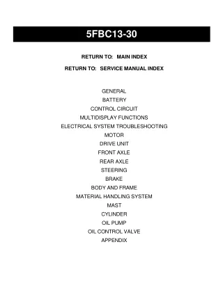 Toyota 30-5FBCH20 Battery Forklift Service Repair Manual
