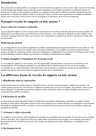 Recyclage et réutilisation des supports en bois anciens