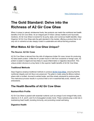The Gold Standard: Delve into the Richness of A2 Gir Cow Ghee