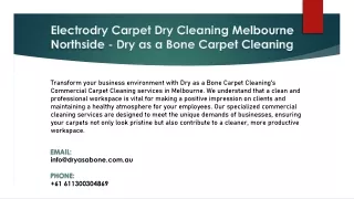 Electrodry Carpet Dry Cleaning Melbourne Northside - Dry as a Bone Carpet Clean
