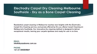 Electrodry Carpet Dry Cleaning Melbourne Southside