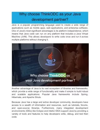 Why choose ThinkODC as your Java development partner
