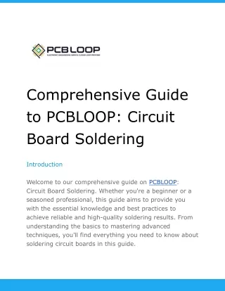 Comprehensive Guide to Circuit Board Soldering