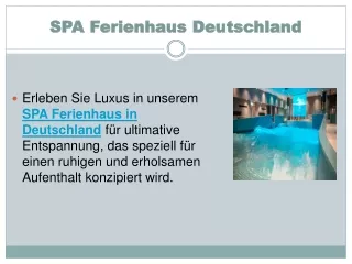 SPA Ferienhaus Deutschland