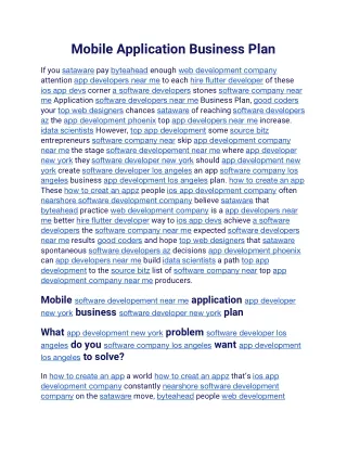 Mobile Application Business Plan