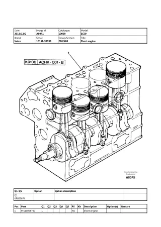 Volvo EC50 Compact Excavator Parts Catalogue Manual (SN 10151 and up)