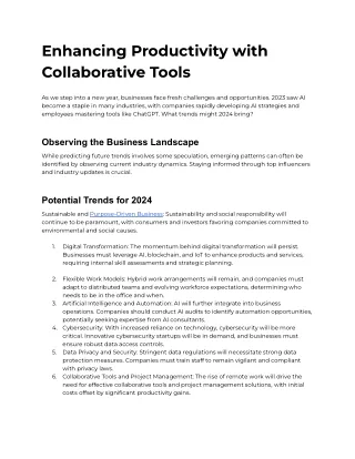 Enhancing Productivity with Collaborative Tools