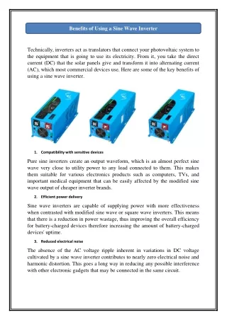 Benefits of Using a Sine Wave Inverter