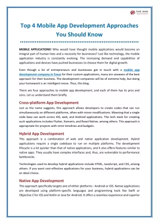 Top 4 Mobile App Development Approaches You Should Know