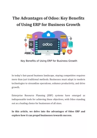 The Advantages of Odoo-Key Benefits of Using ERP for Business Growth