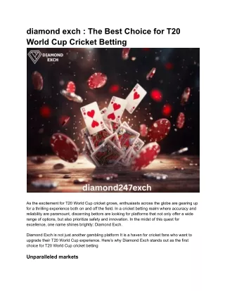 diamond exch _ The Best Choice for T20 World Cup Cricket Betting