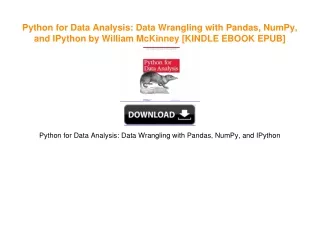 Python for Data Analysis: Data Wrangling with Pandas, NumPy, and IPython by William