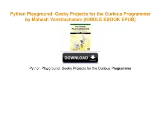 Python Playground: Geeky Projects for the Curious Programmer by Mahesh Venkitachalam
