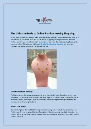 The Ultimate Guide to Online Fashion Jewelry Shopping