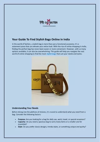 Your Guide To Find Stylish Bags Online In India