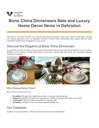 Bone China Dinnerware Sets and Luxury Home Decor Items in Dehradun