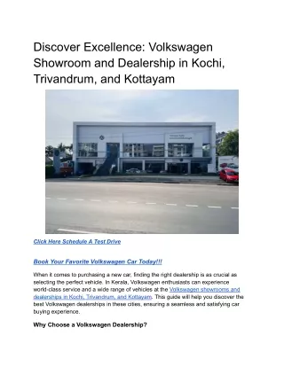 Discover Excellence_ Volkswagen Showroom and Dealership in Kochi, Trivandrum, and Kottayam