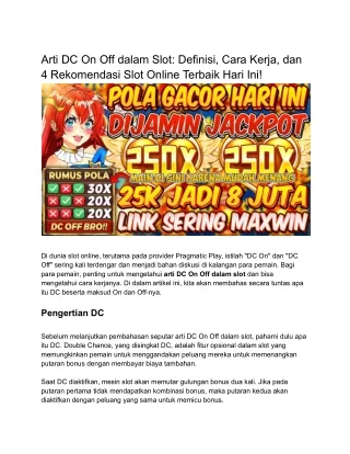 Arti DC On Off dalam Slot_ Definisi, Cara Kerja, dan 4 Rekomendasi Slot Online Terbaik Hari Ini!