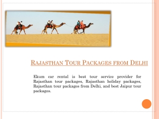 Rajasthan Tour Packages from Delhi
