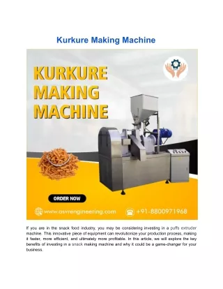 Kurkure Making Machine