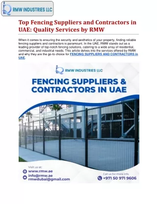 Top Fencing Suppliers and Contractors in UAE