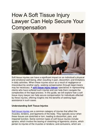 How A Soft Tissue Injury Lawyer Can Help Secure Your Compensation