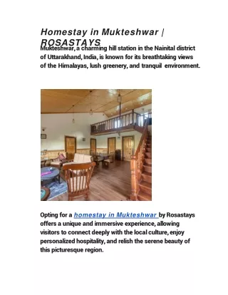 Homestay in Mukteshwar | ROSASTAYS