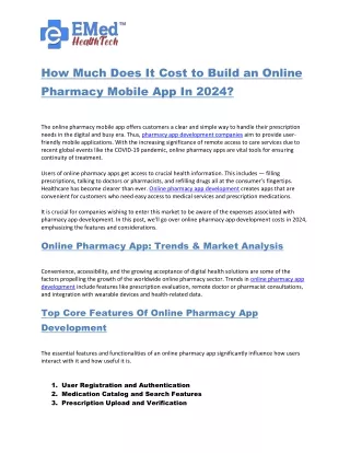 How Much Does It Cost to Build an Online Pharmacy Mobile App In 2024