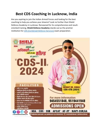 Best CDS Coaching In Lucknow, India