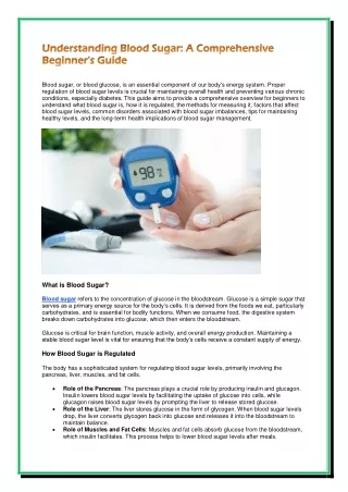 Understanding Blood Sugar: A Comprehensive Beginner's Guide