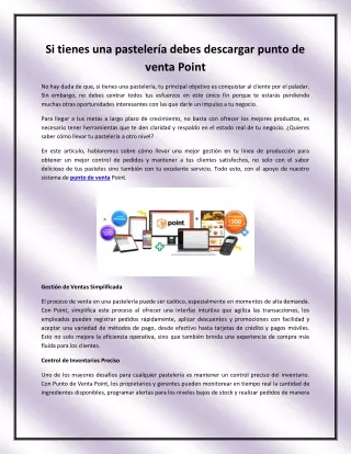 Si tienes una pastelería debes descargar punto de venta Point