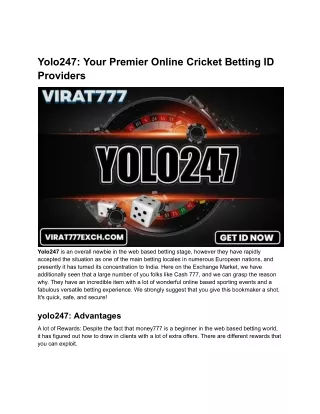 Yolo247_ Your Premier Online Cricket Betting ID Providers