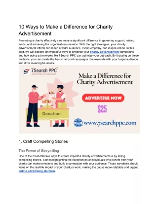 10 Ways to Make a Difference for Charity Advertisement