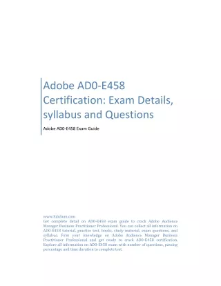 Adobe AD0-E458 Certification_ Exam Details, syllabus and Questions