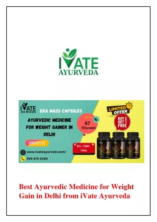 Best Ayurvedic Medicine for Weight Gain in Delhi from iVate Ayurveda