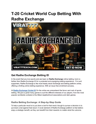 T-20 Cricket World Cup Betting With Radhe Exchange