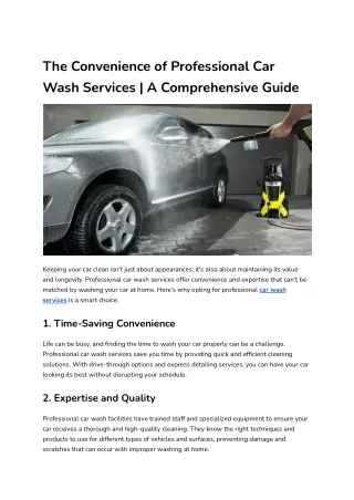 The Convenience of Professional Car Wash Services