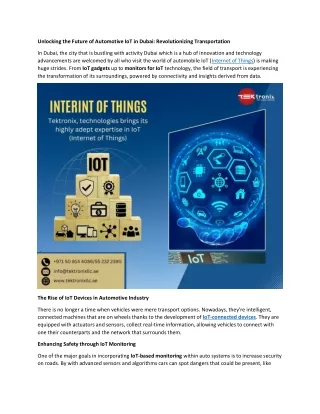 Unlocking the Future of Automotive IoT in dubai.