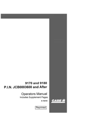 Case IH 9170 9180 Tractor (Pin.JCB0003600 and after) Operator’s Manual Instant Download (Publication No.9-15310)